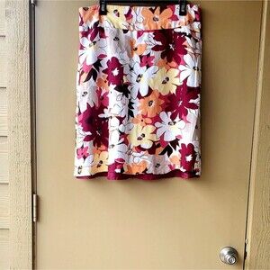 Womens JW Bright Floral Linen Knee Length Skirt